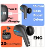 Radalifestyle Air 7 Wireless Bluetooth TWS In Ear Earbuds With ENC & Low Latency Black